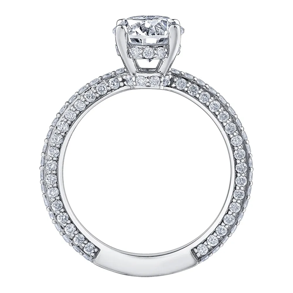 Round Canadian Diamond Solitaire with Hidden Halo and Diamond Pavé