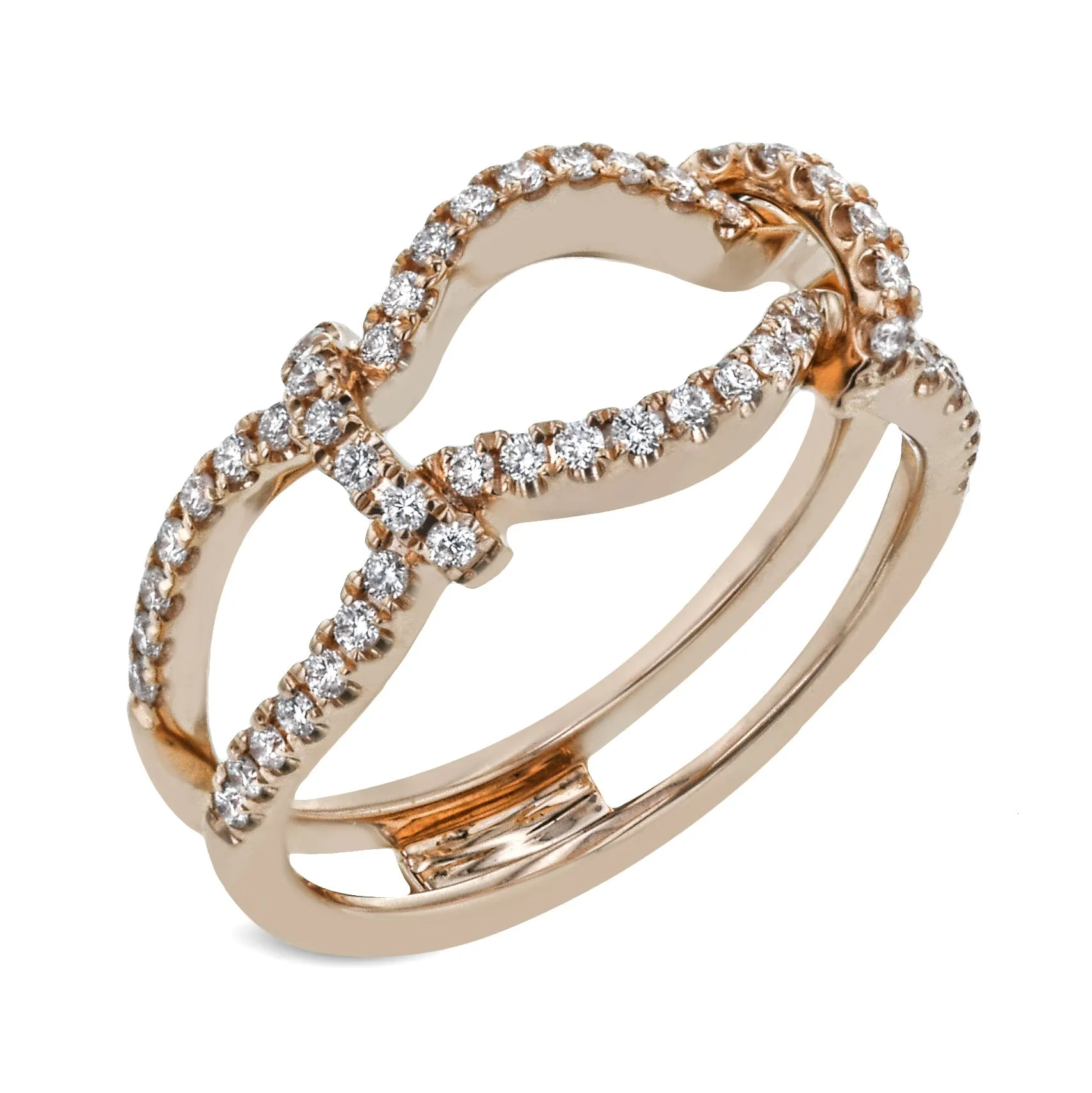 Round-cut Split-Shank Engagement Ring & Matching Wedding Band in 18k Gold with Diamonds