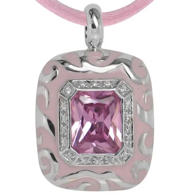 Royale - Pink Enamel with CZ Pendant