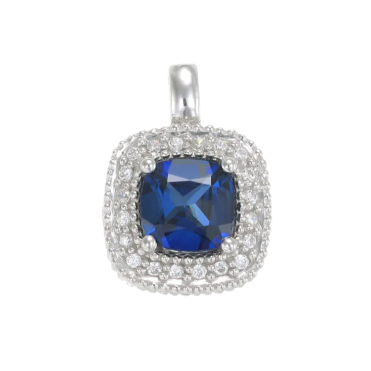 Sapphire Pendant with Radiant Accents