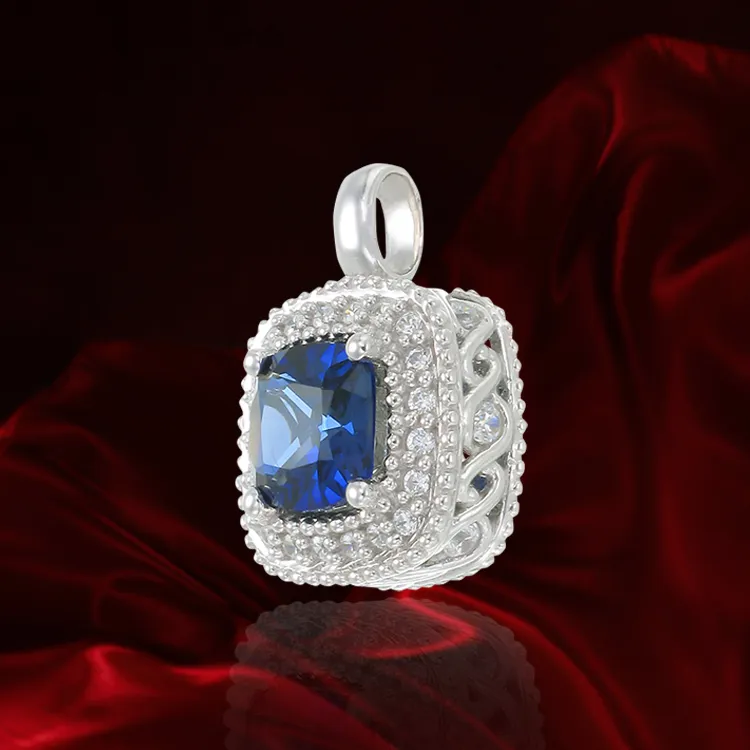 Sapphire Pendant with Radiant Accents