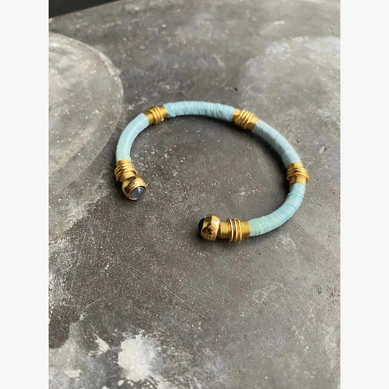 Sari Raphia Bracelet in Aqua