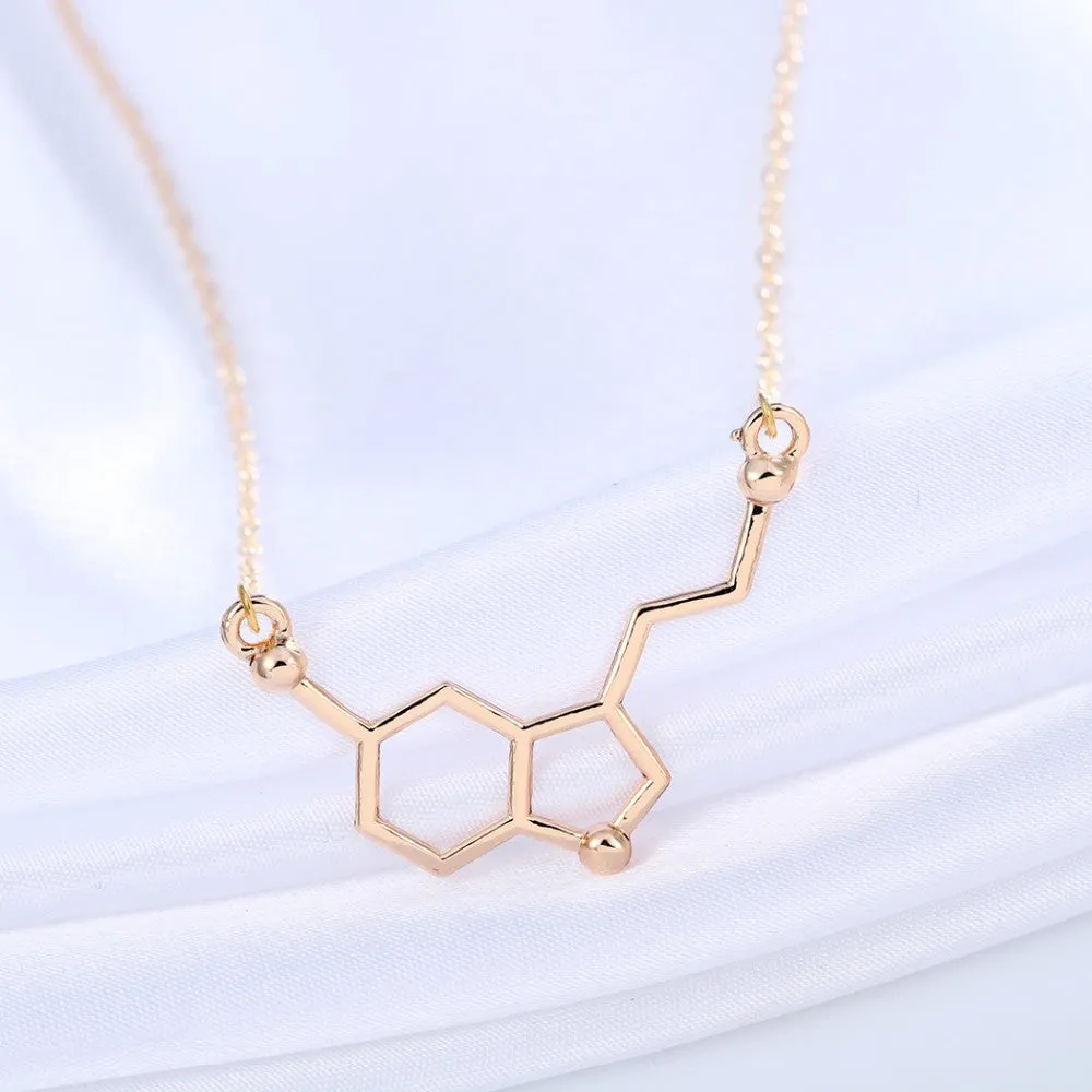 Serotonin Molecule Pendant Necklace