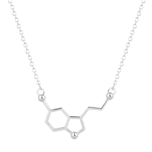 Serotonin Molecule Pendant Necklace