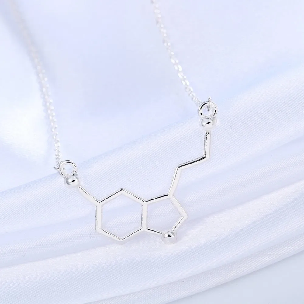 Serotonin Molecule Pendant Necklace