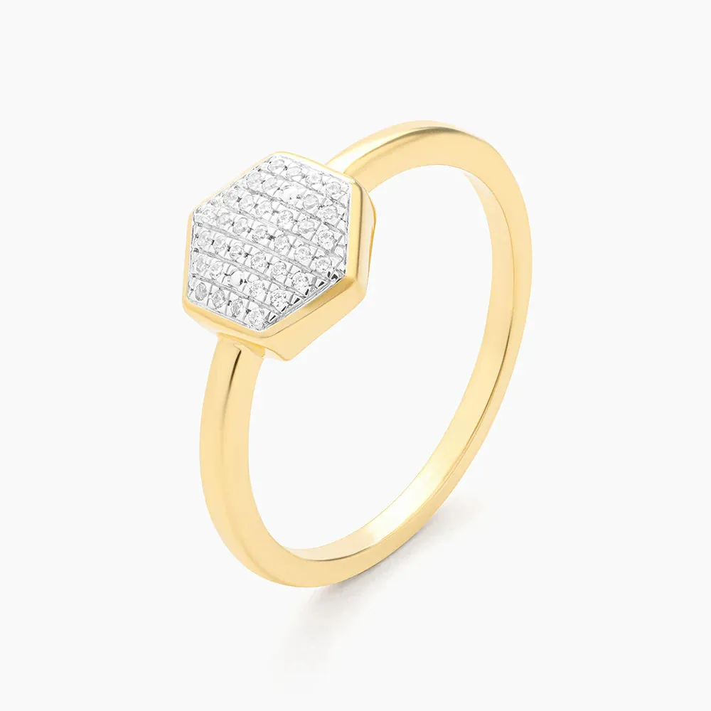 Shimmering Hexa Ring in Gold