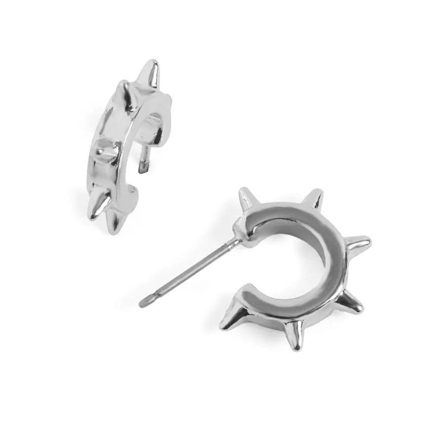 Ship Wheel Stud Earrings - Silver