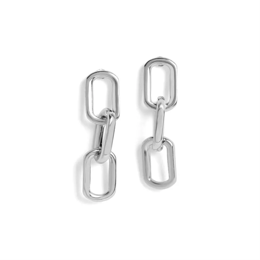 Silver Links Hoop Earrings