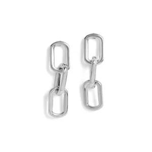 Silver Links Hoop Earrings