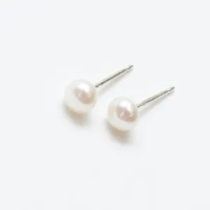 Silver Medium Pearl Studs