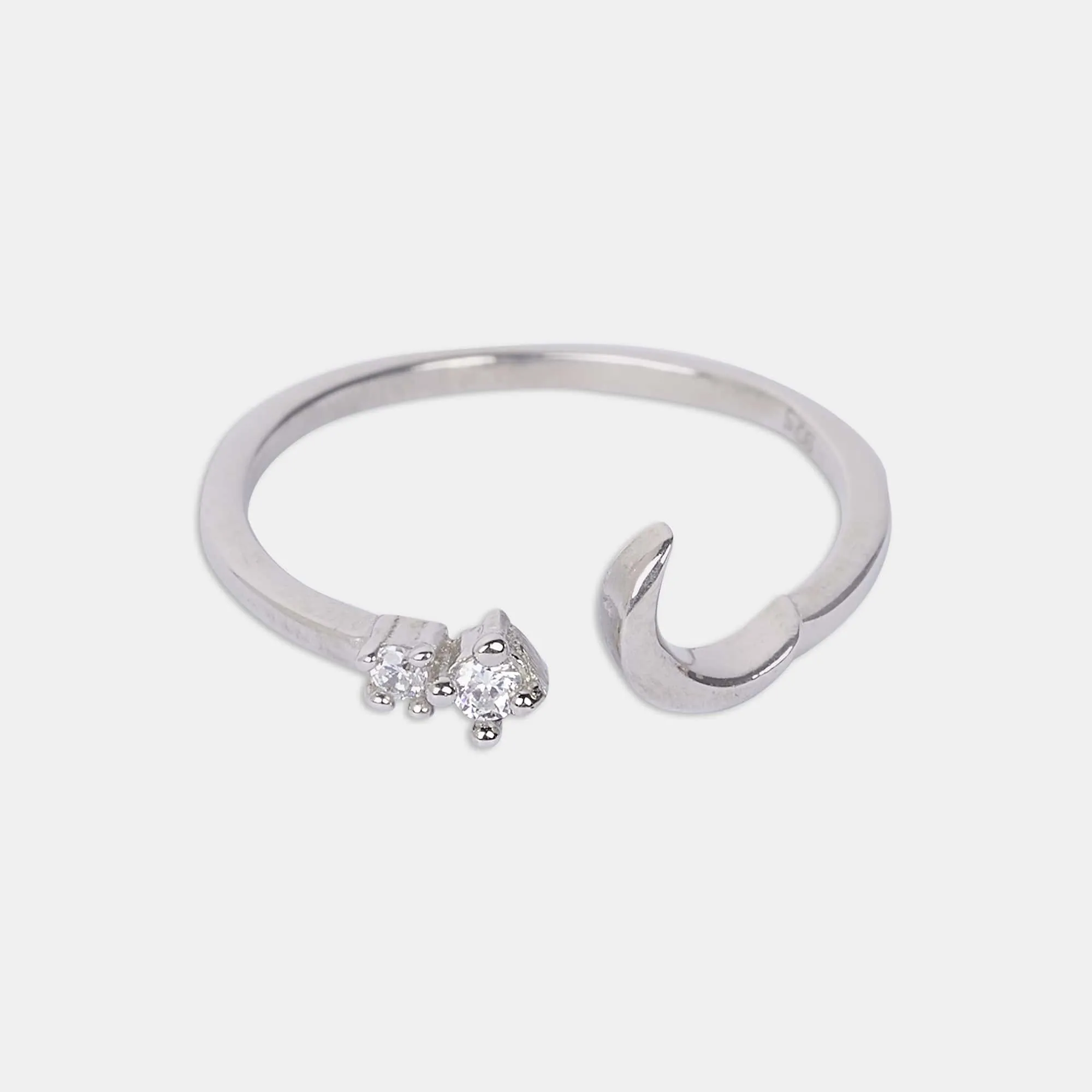 silver moon star ring