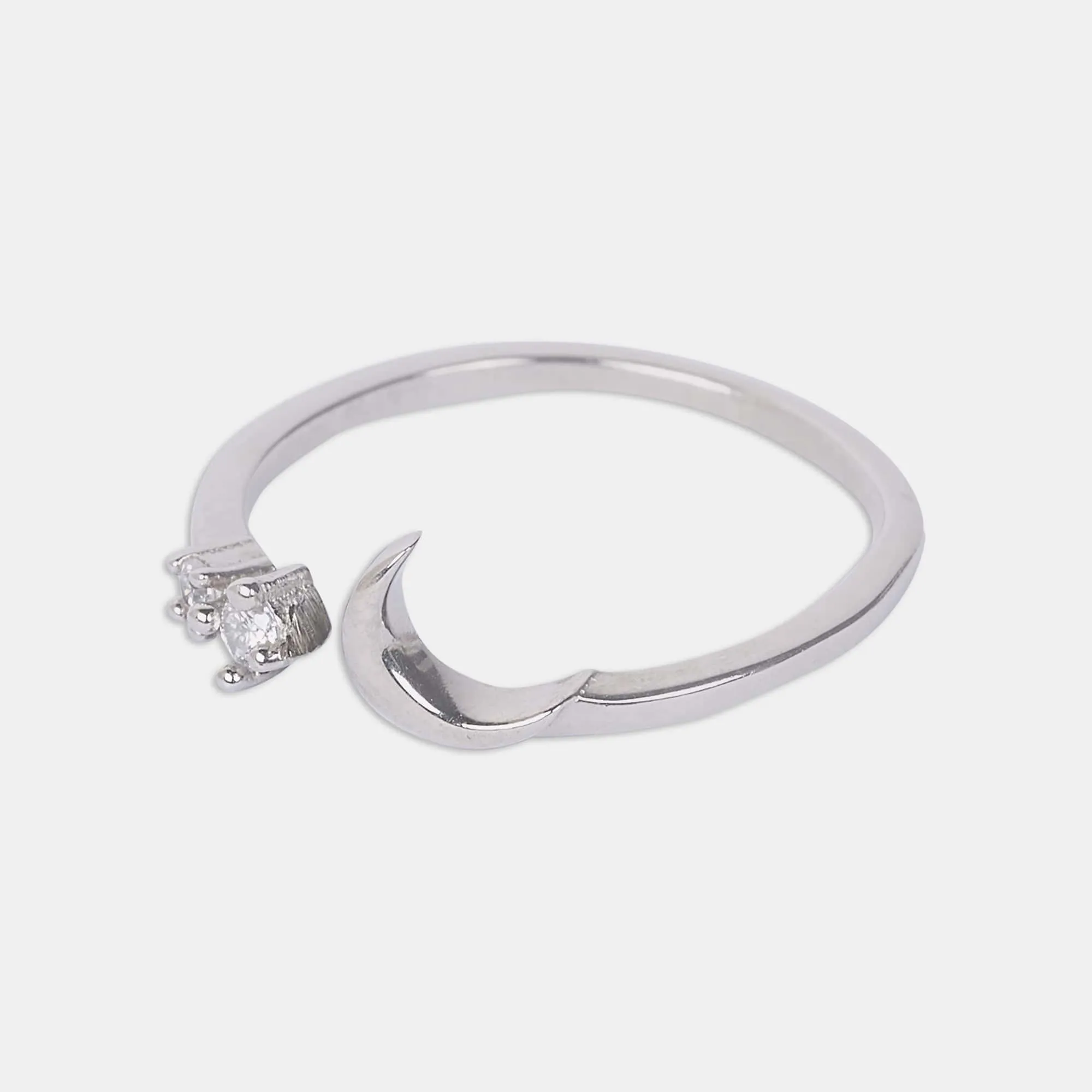 silver moon star ring