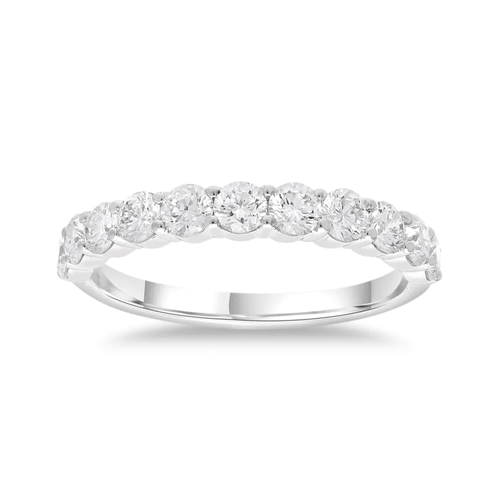 Single Row Dress Ring with 1.00ct of Laboratory Grown Diamonds in Sterling Silver and Platinum