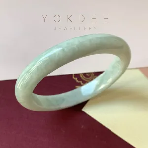 SOLD OUT: 53.8mm A-Grade Natural Light Green Jadeite Modern Round Bangle No.330080