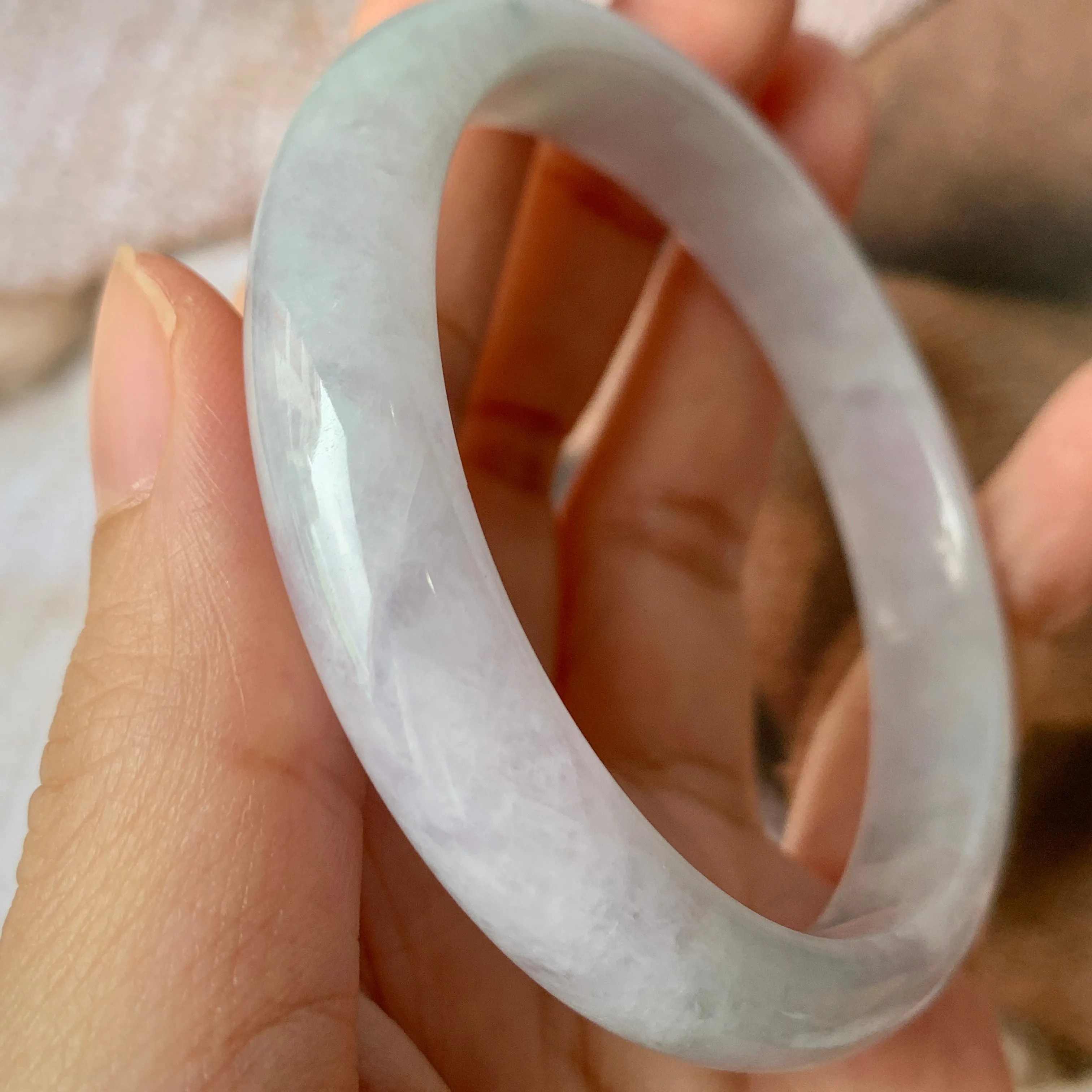 SOLD OUT: 56mm A-Grade Natural Lavender Jadeite Modern Round Bangle No. 330068