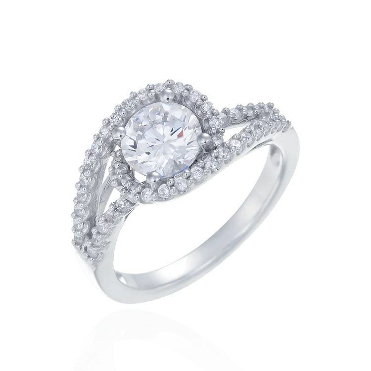 Sparkling Accented Ring with Spiral Design