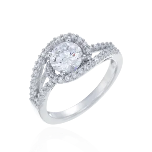 Sparkling Accented Ring with Spiral Design