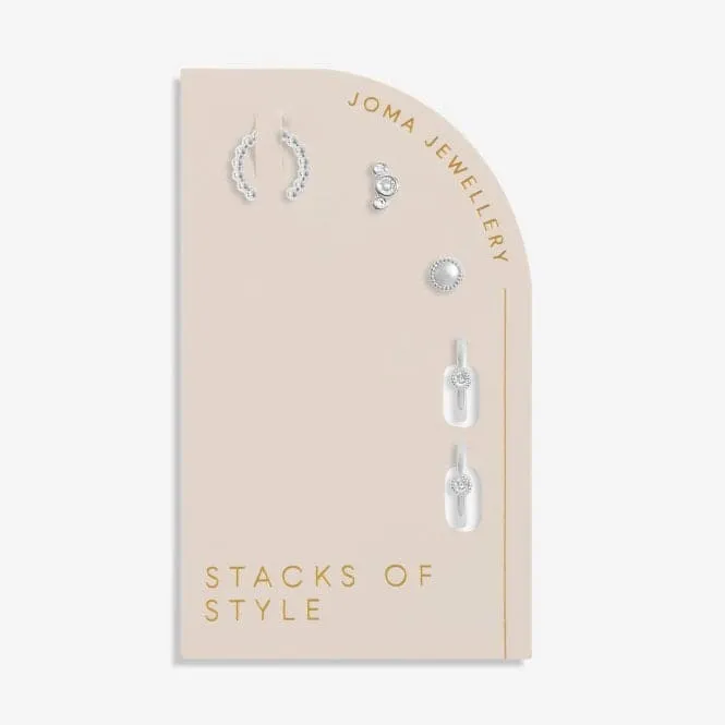 Stacks Of Style Cz Silver Set Of Earrings 6336