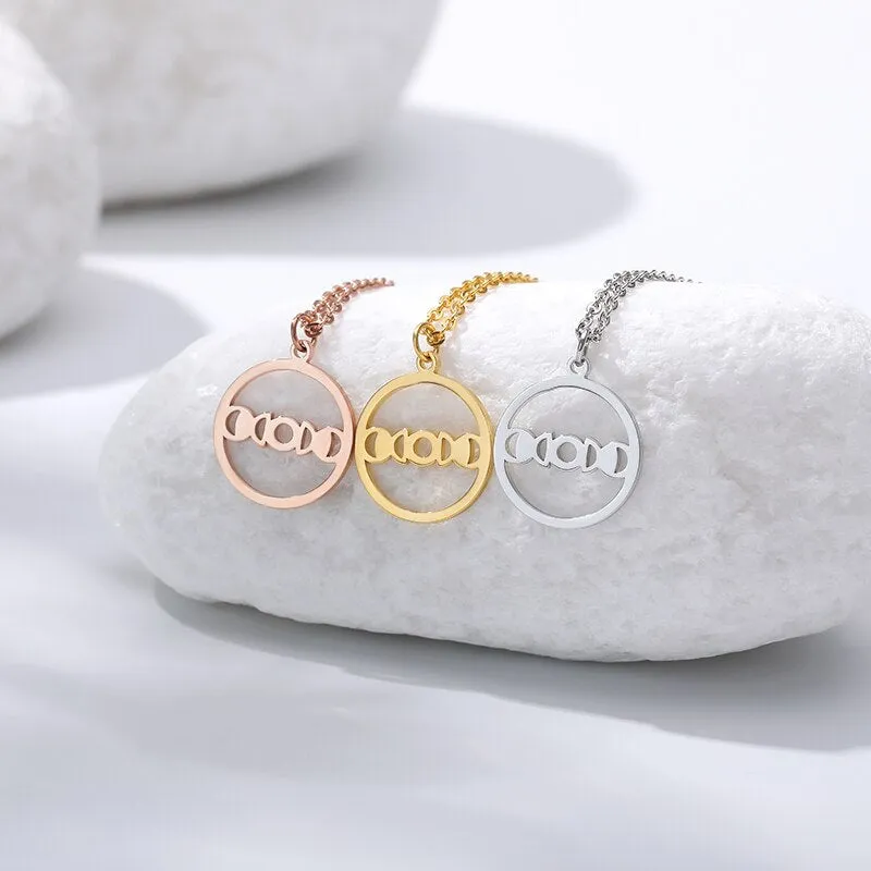 Stainless Steel Round Circle Pendant Necklaces