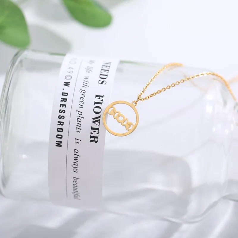 Stainless Steel Round Circle Pendant Necklaces