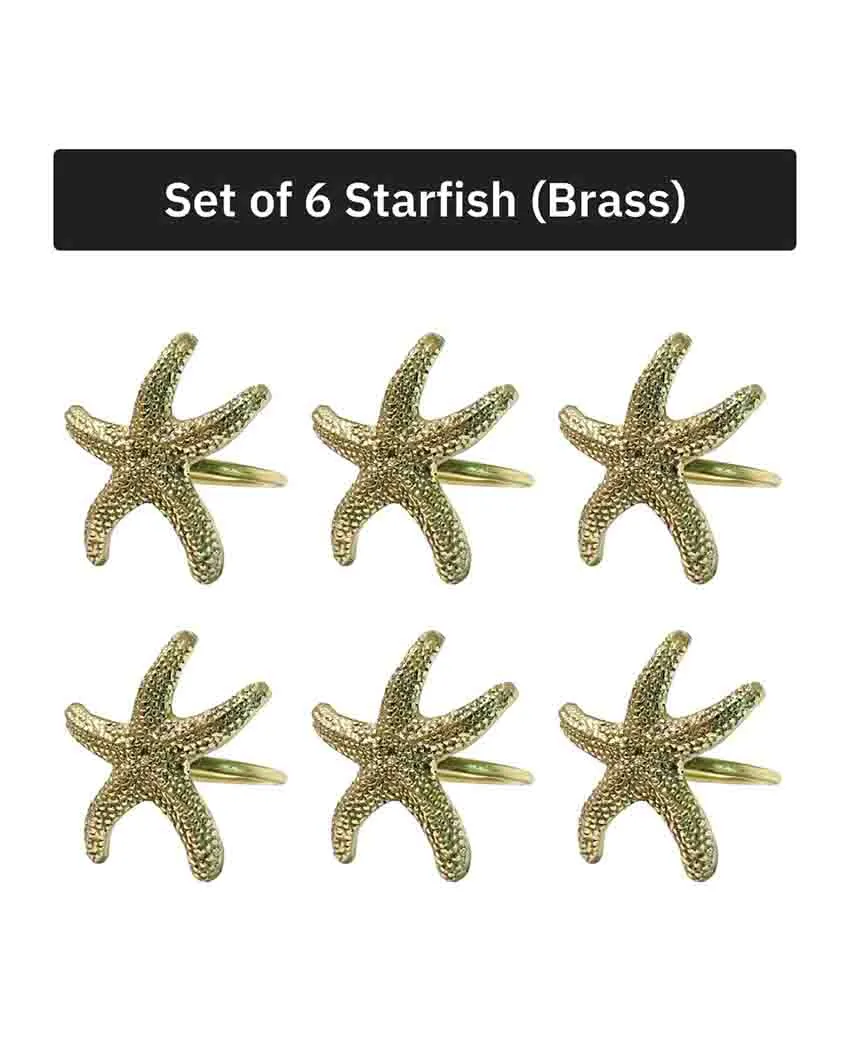 Starfish Premium Brass Napkin Rings