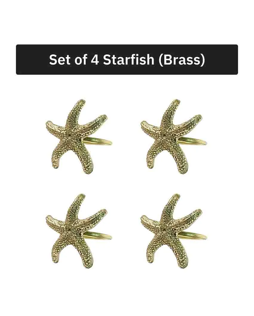 Starfish Premium Brass Napkin Rings