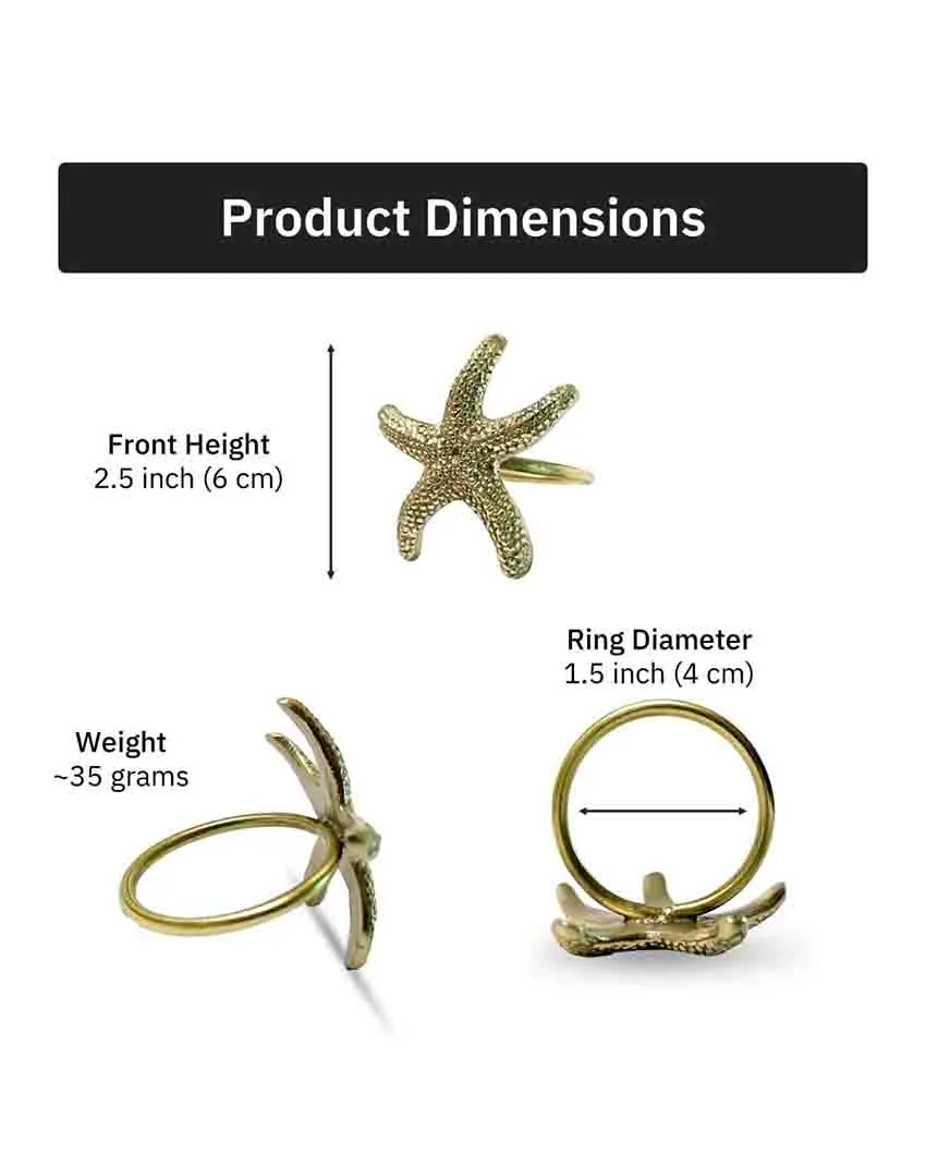 Starfish Premium Brass Napkin Rings