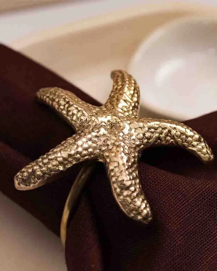 Starfish Premium Brass Napkin Rings