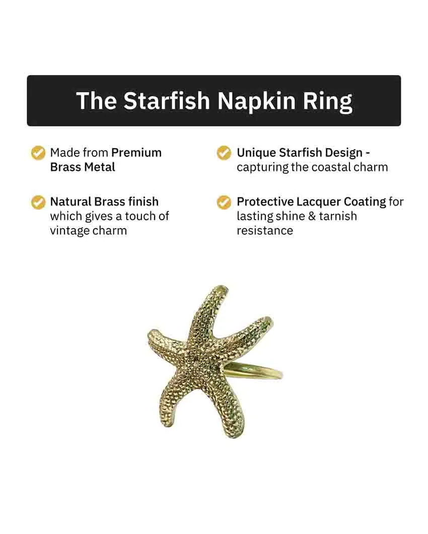 Starfish Premium Brass Napkin Rings