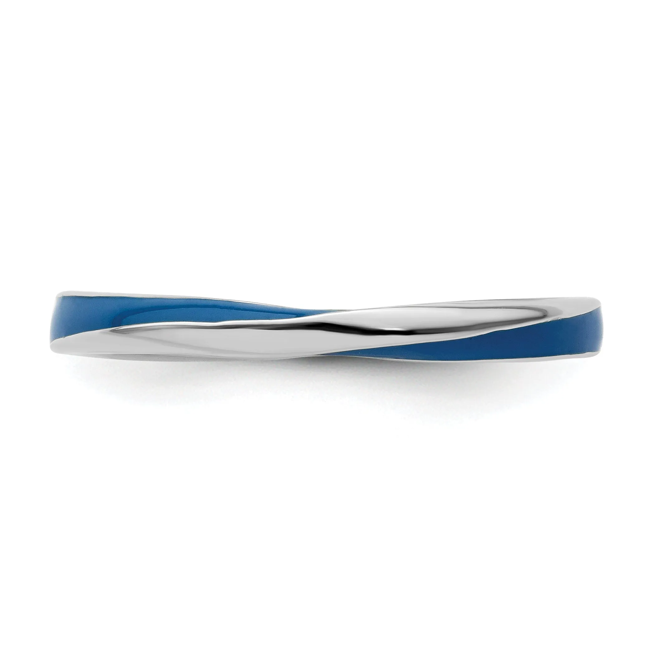 Sterling Silver Blue Enameled Stackable Ring