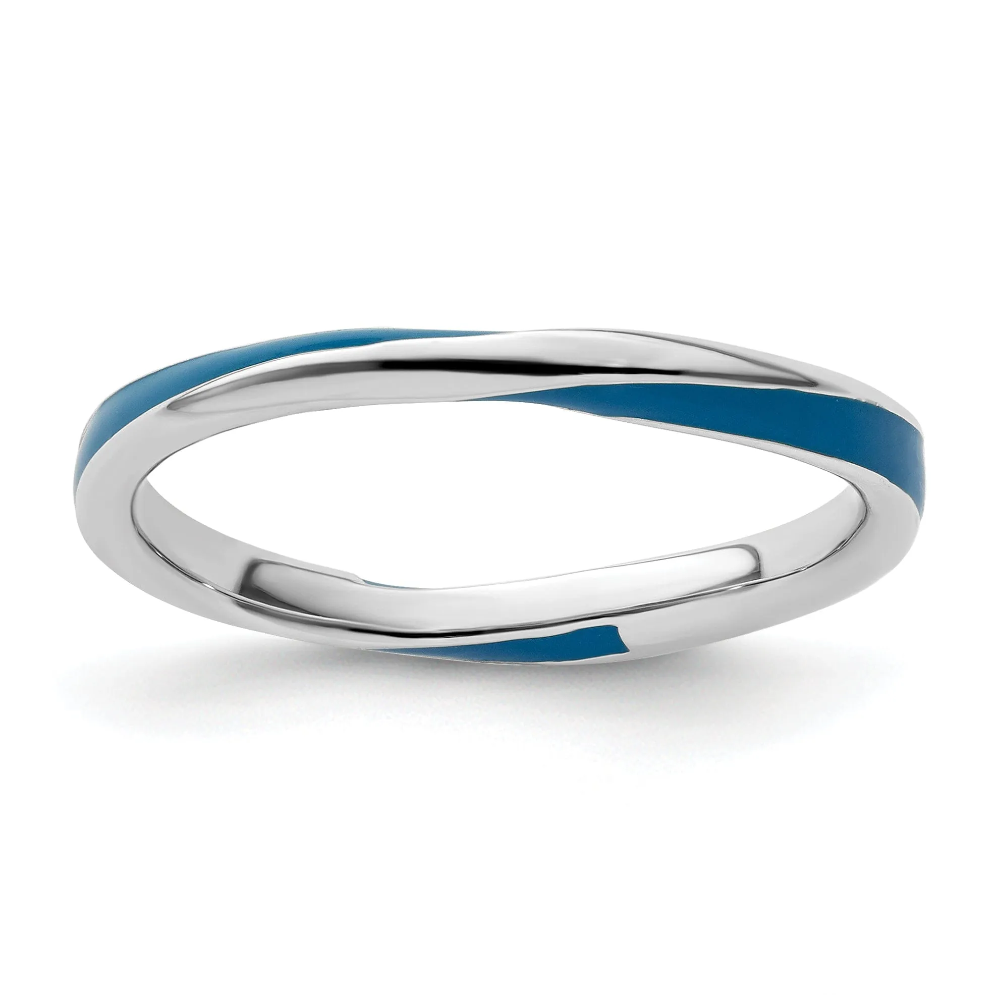 Sterling Silver Blue Enameled Stackable Ring