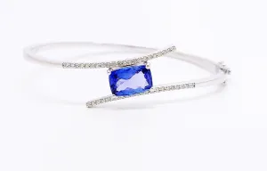 SUSPENDED TANZANITE AND  DIAMOND BANGLE AD NO. 2658