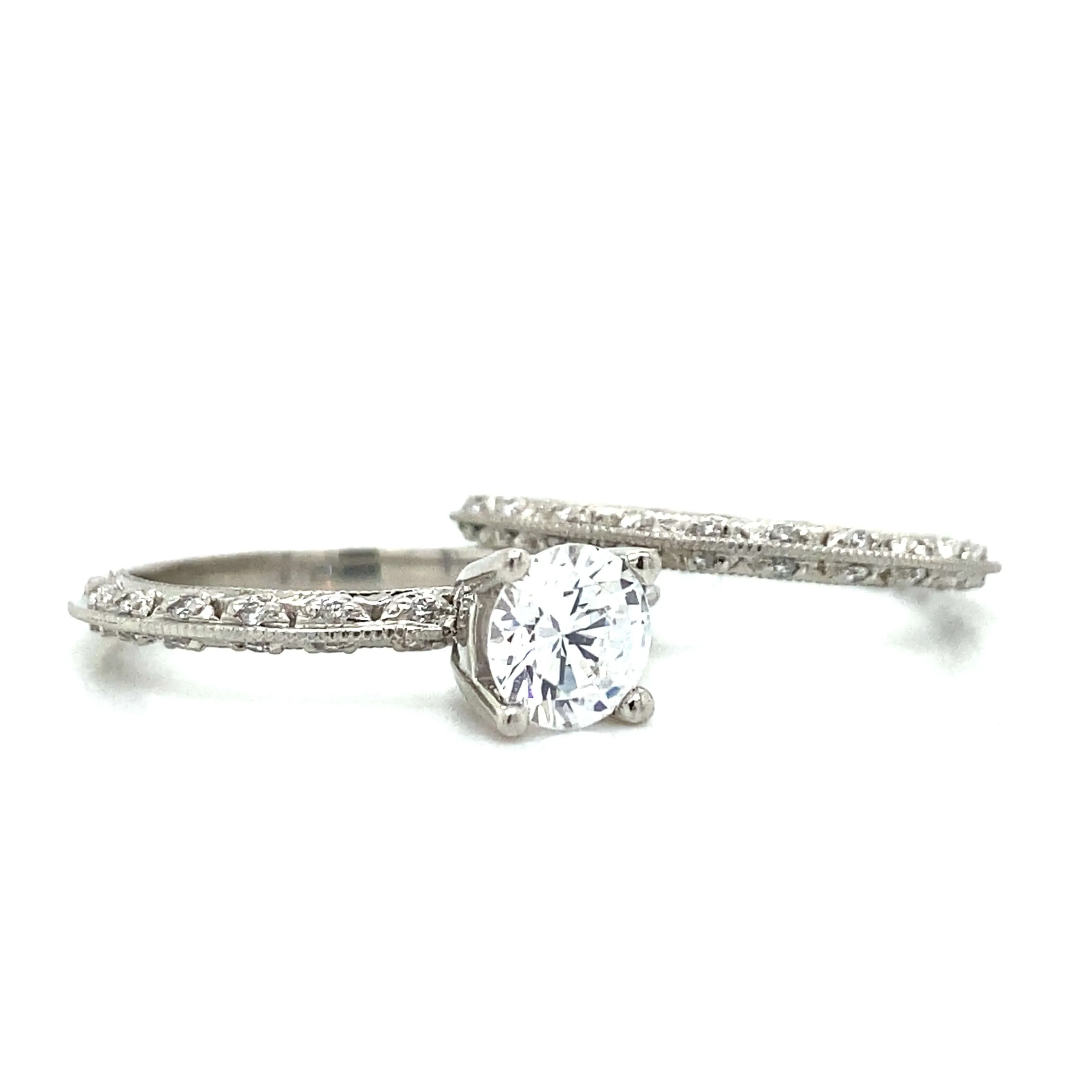 Tacori Solitaire Engagraved Engagement Set in Platinum