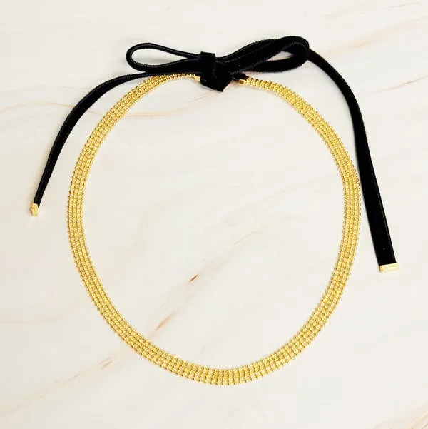 Ties On The Back Golden Choker Necklace