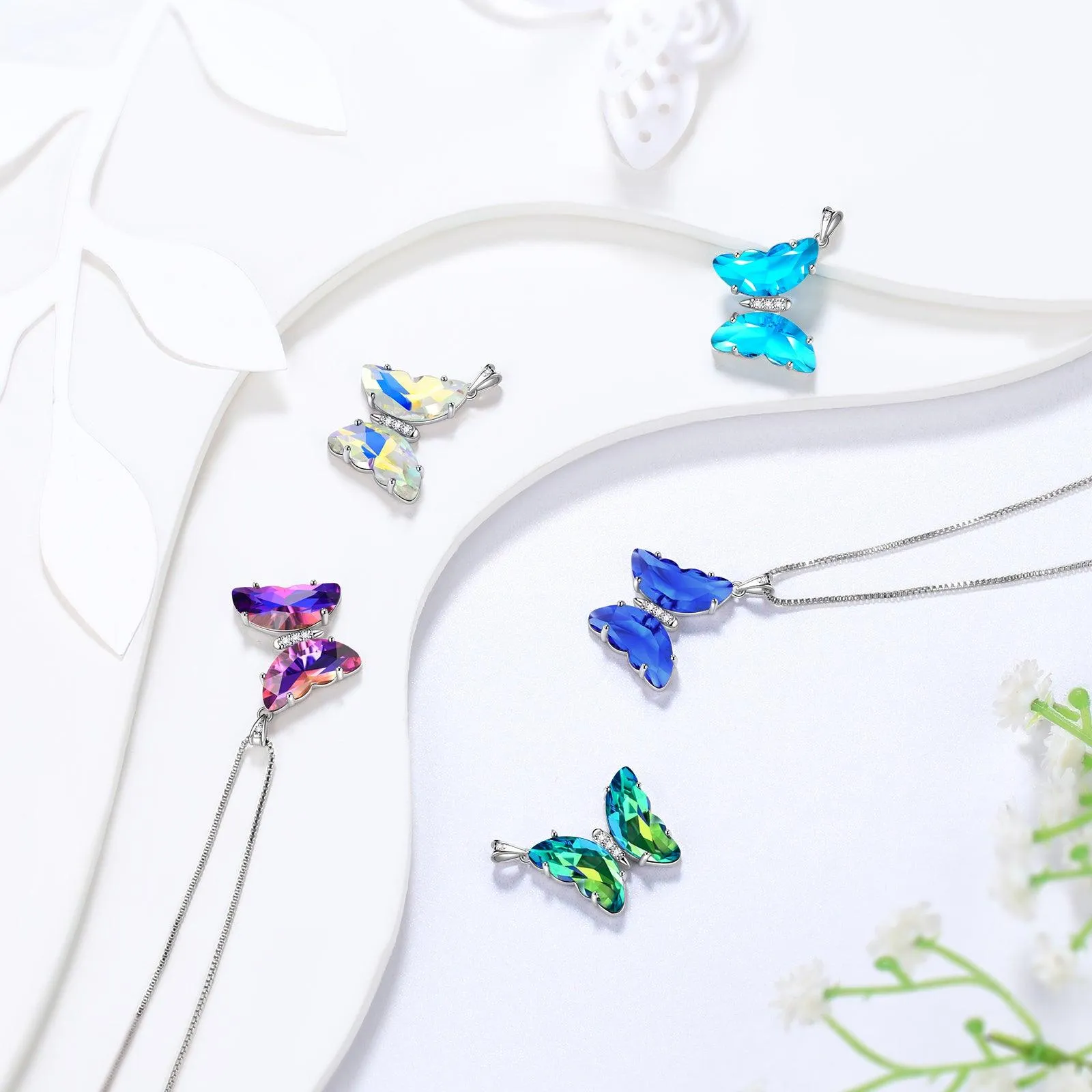 Tokyo Mart Blue Butterfly Necklace September Sapphire Birthstone Pendant Women Girls Jewelry Birthday Gift