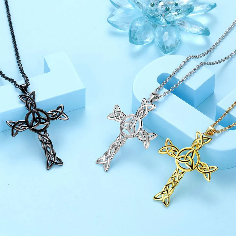 Tokyo Mart Celtic Knot Necklace Charm Cross Pendant Men Women Jewelry Sterling Silver