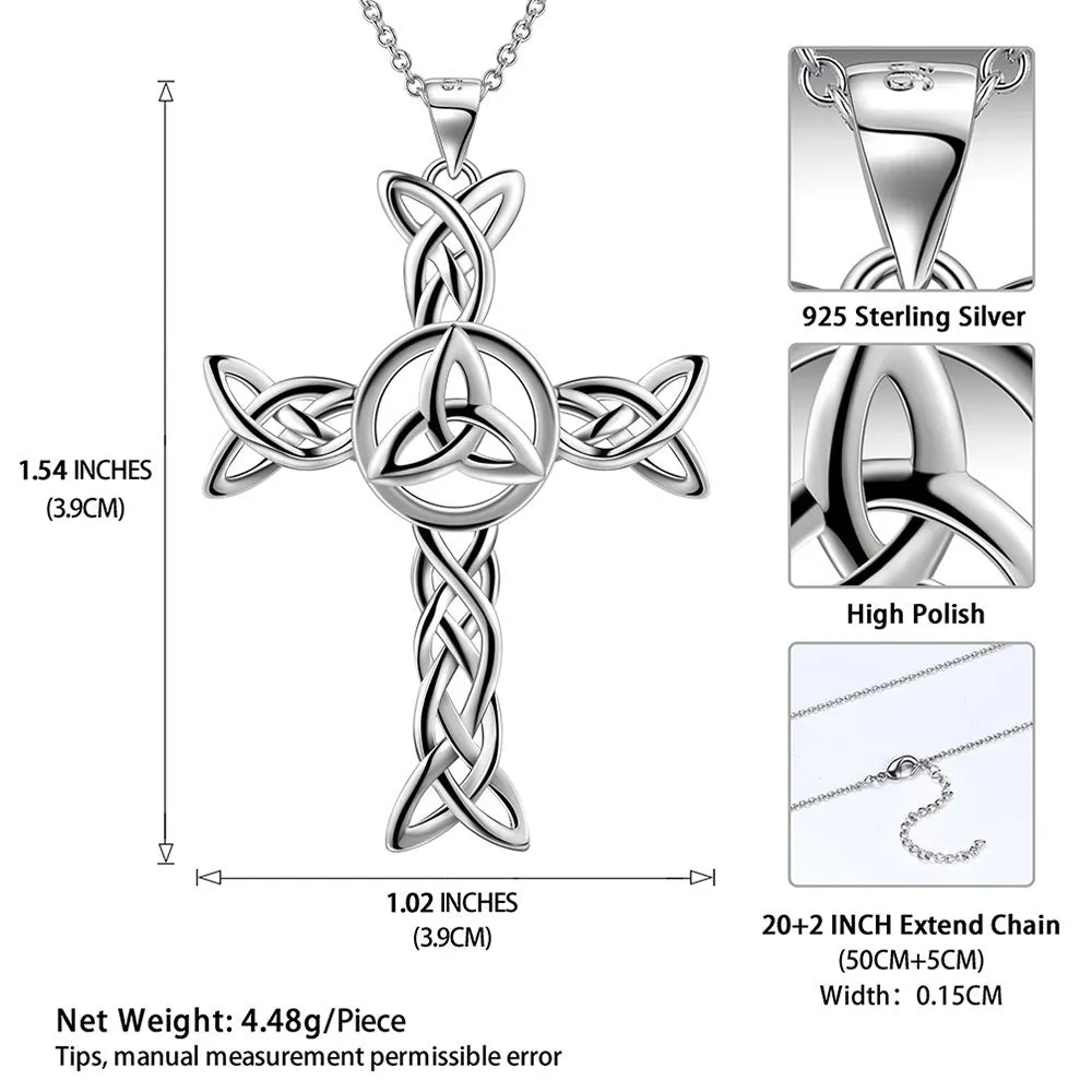 Tokyo Mart Celtic Knot Necklace Charm Cross Pendant Men Women Jewelry Sterling Silver