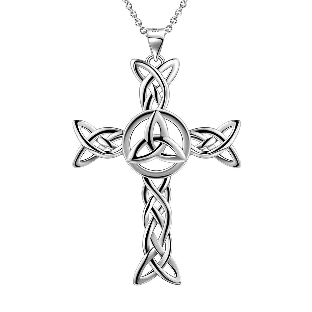 Tokyo Mart Celtic Knot Necklace Charm Cross Pendant Men Women Jewelry Sterling Silver