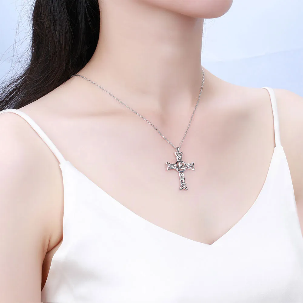 Tokyo Mart Celtic Knot Necklace Charm Cross Pendant Men Women Jewelry Sterling Silver