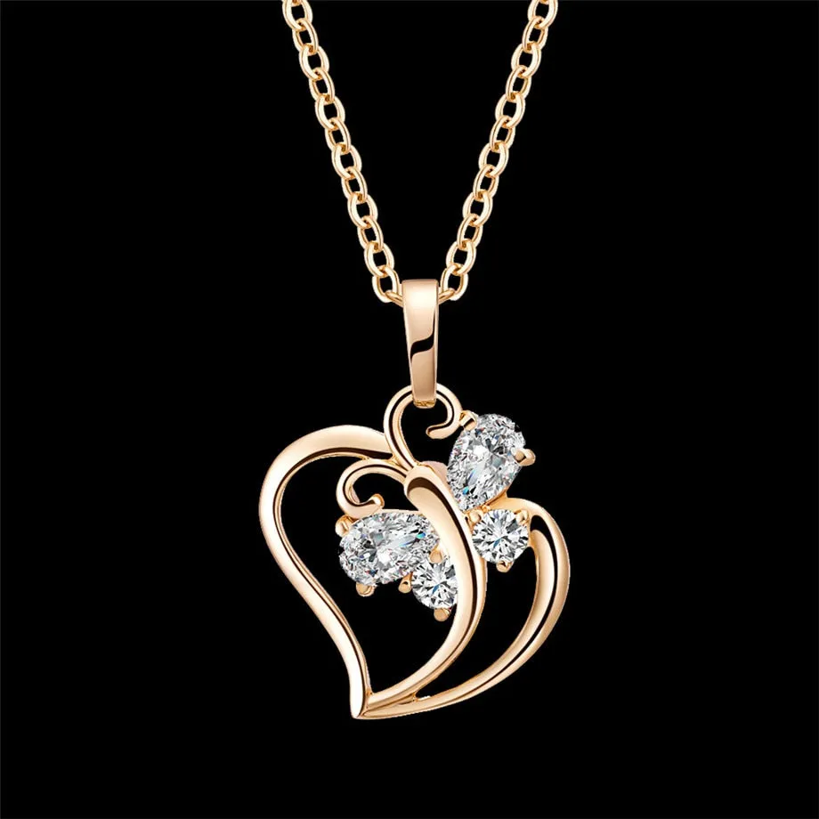 Trendy Cubic Zirconia Butterfly Heart Pendant