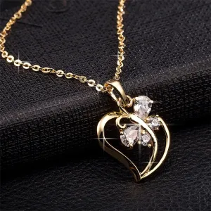 Trendy Cubic Zirconia Butterfly Heart Pendant