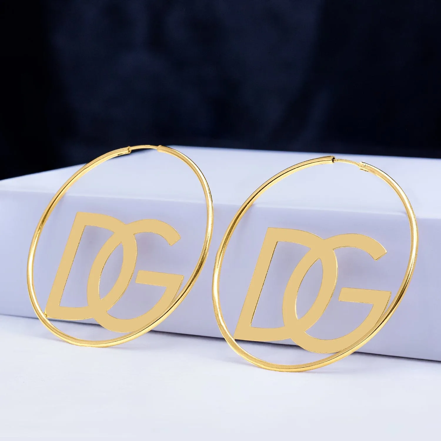 Two-Initial Name Hoop Earrings