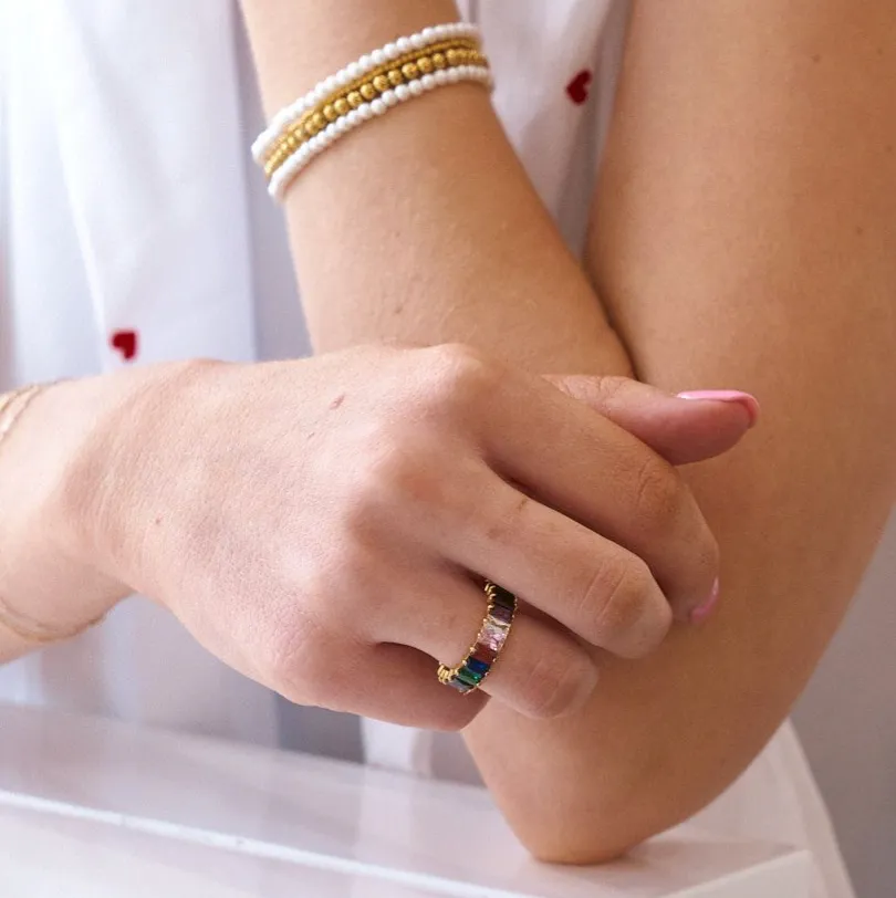 Waterproof Gold Rainbow Shimmer Ring