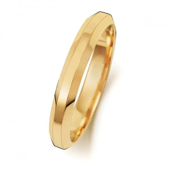 Wedding Band 9ct Gold Wedding Bevelled Edge Ring W143L