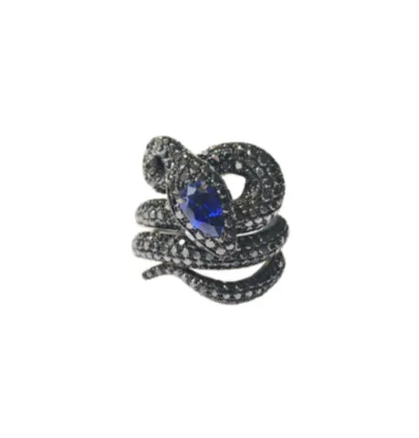 White Gold Black Diamond Ring from Snake Collection